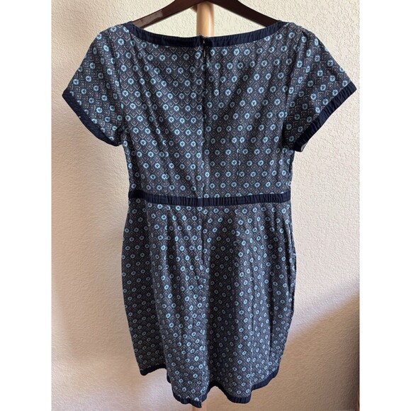 Eshakti Dress Custom Blue Floral Fit Flare Boat Neck Cotton Sundress Bohemian - Picture 2 of 10